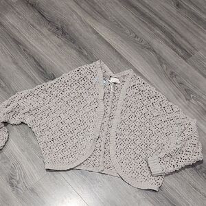 EUC Sage Gray Nicole Miller Artelier Cropped Open Cardigan Sweater